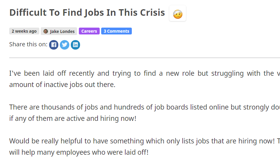 Difficult to find jobs in this crisis | Probstack